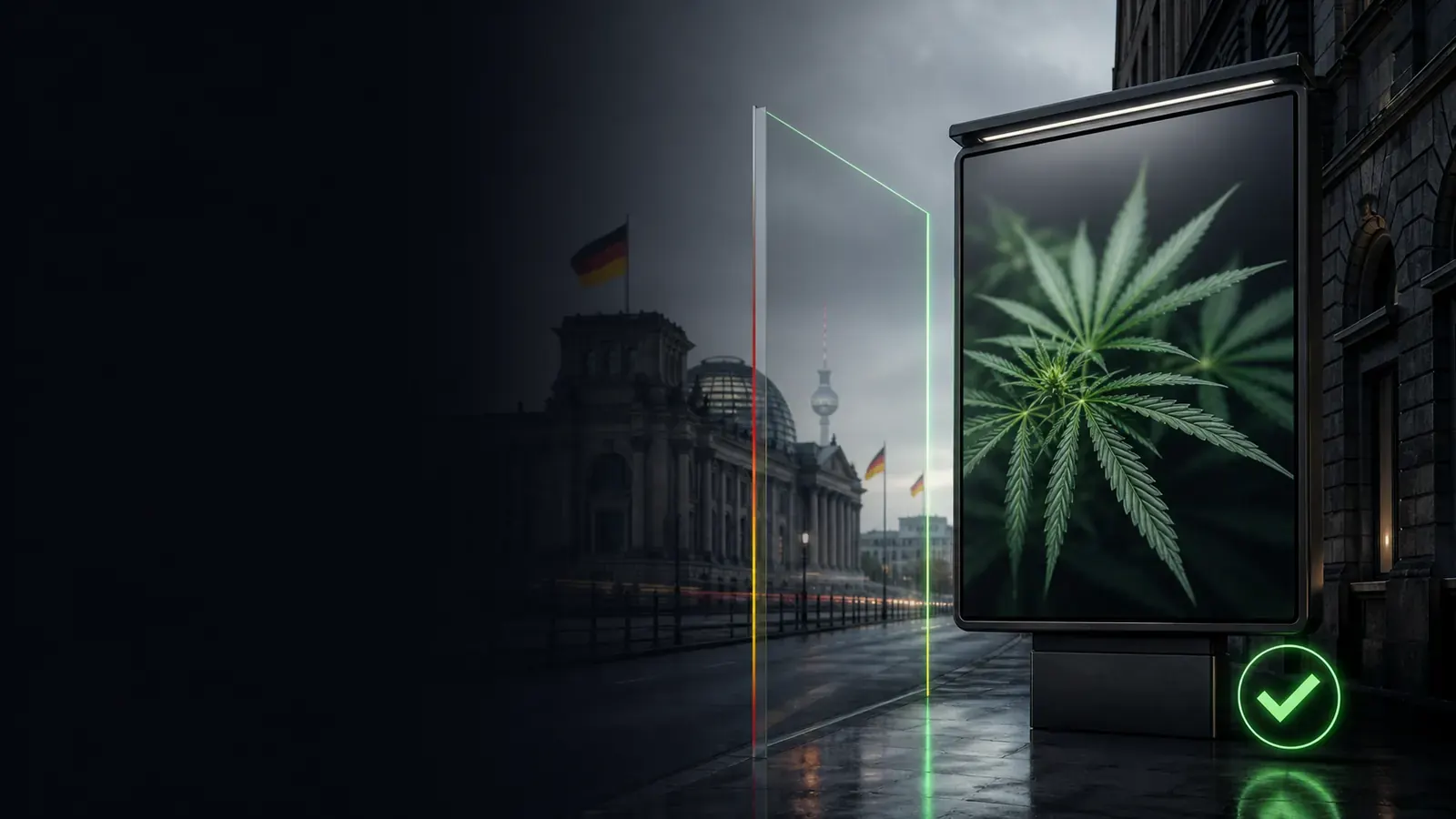 Regulierte Cannabis-Werbefläche im Berliner Regierungsviertel