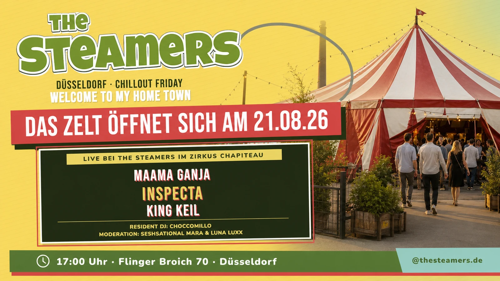 Live- und Community-Abend bei THE STEAMERS im Chapiteau Düsseldorf