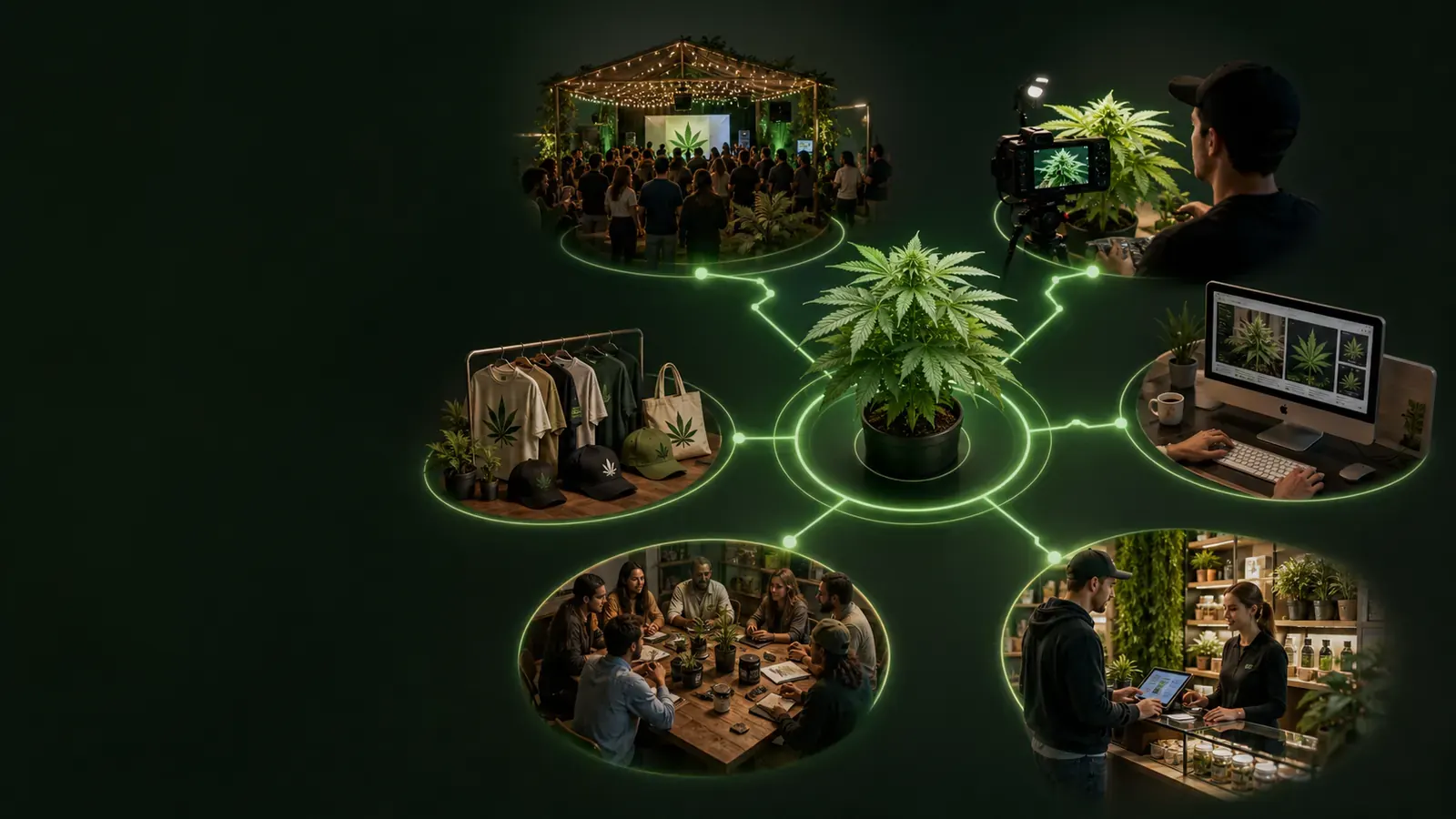 420-Marketing-Ökosystem aus Community, Events, Creators, Shop und Content